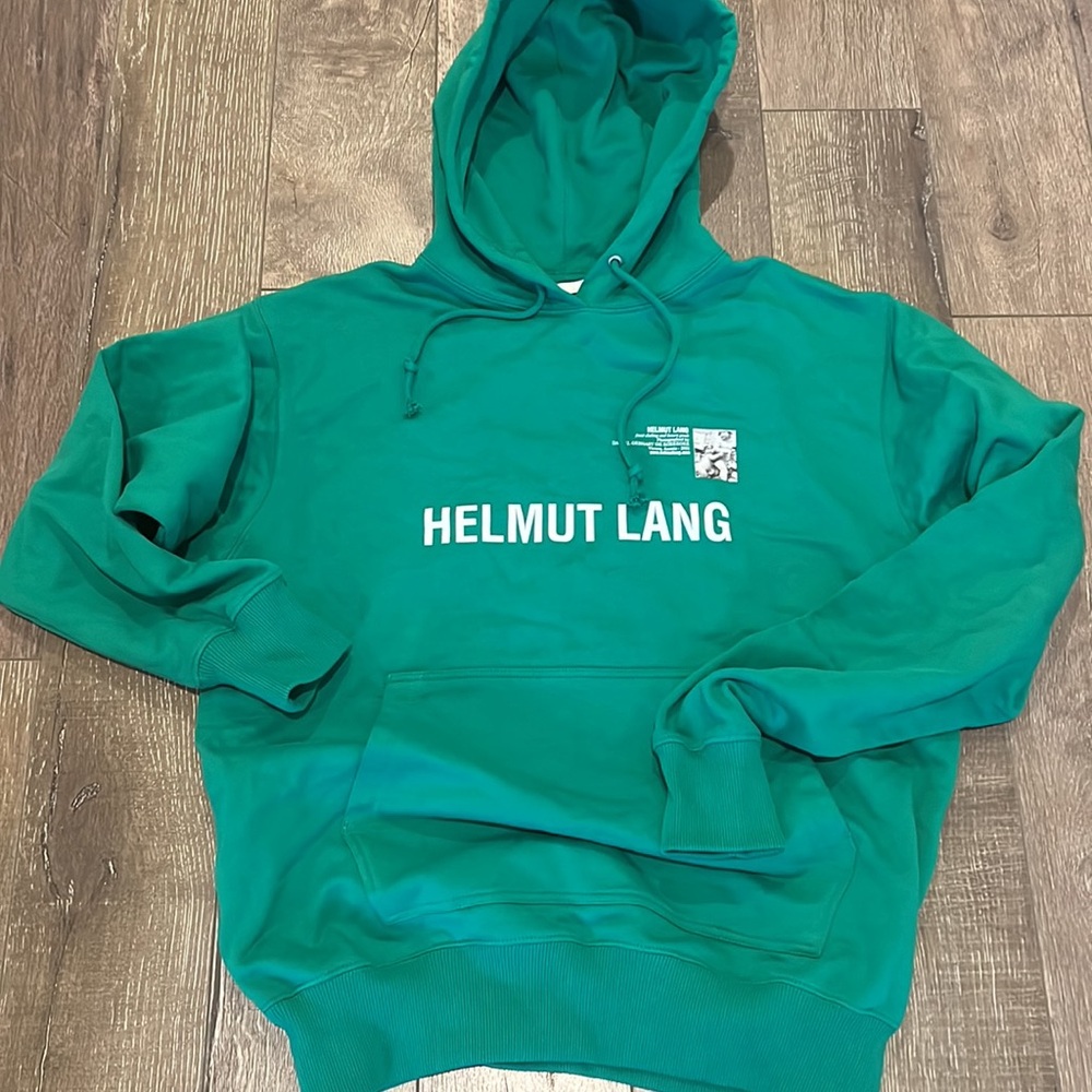 Helmut Lang Logo Drawstring Hoodie Sz S